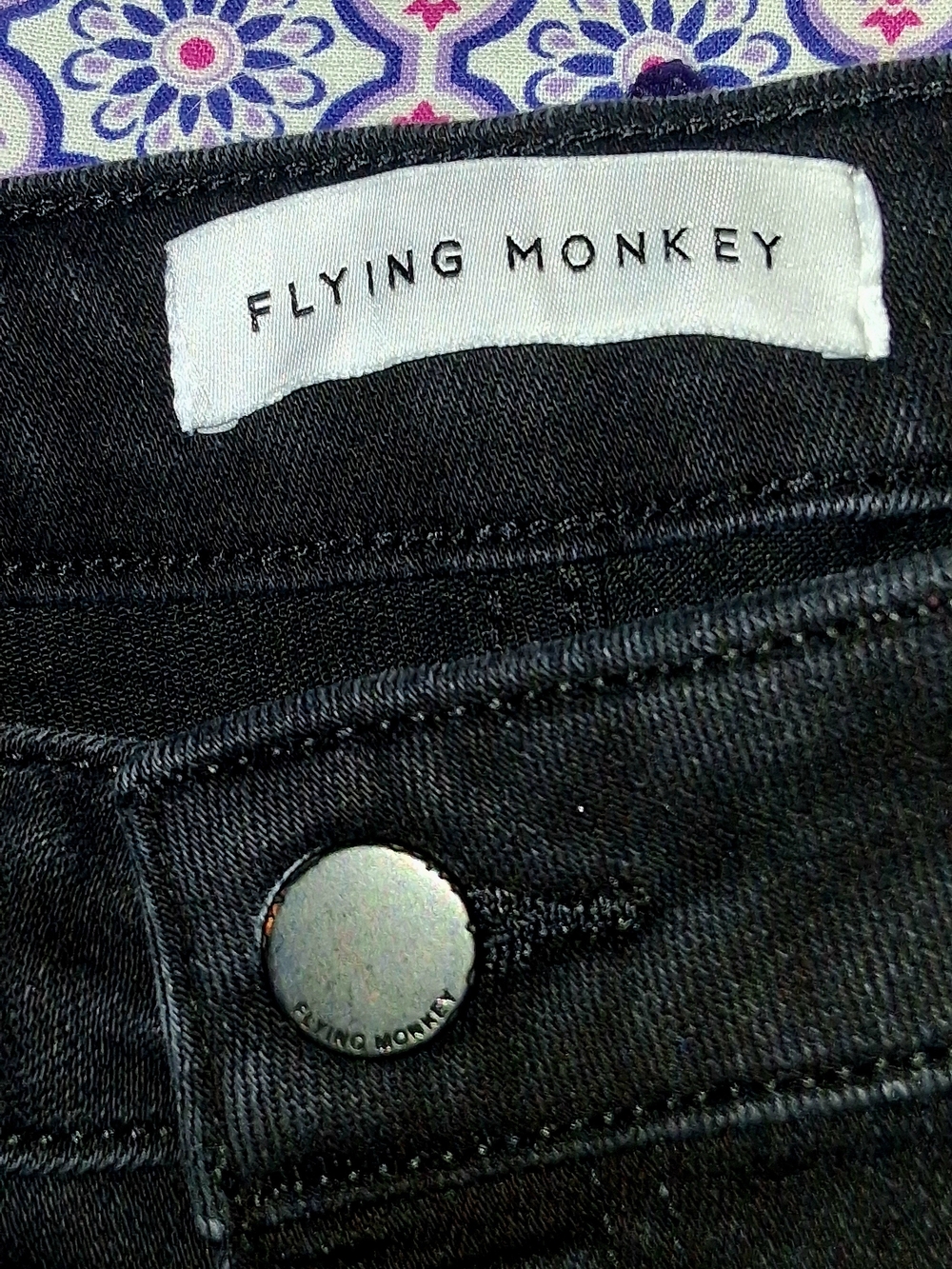 Flying Monkey Black Denim Jeans - Sleek High-Waist Style - Picture 3 of 5